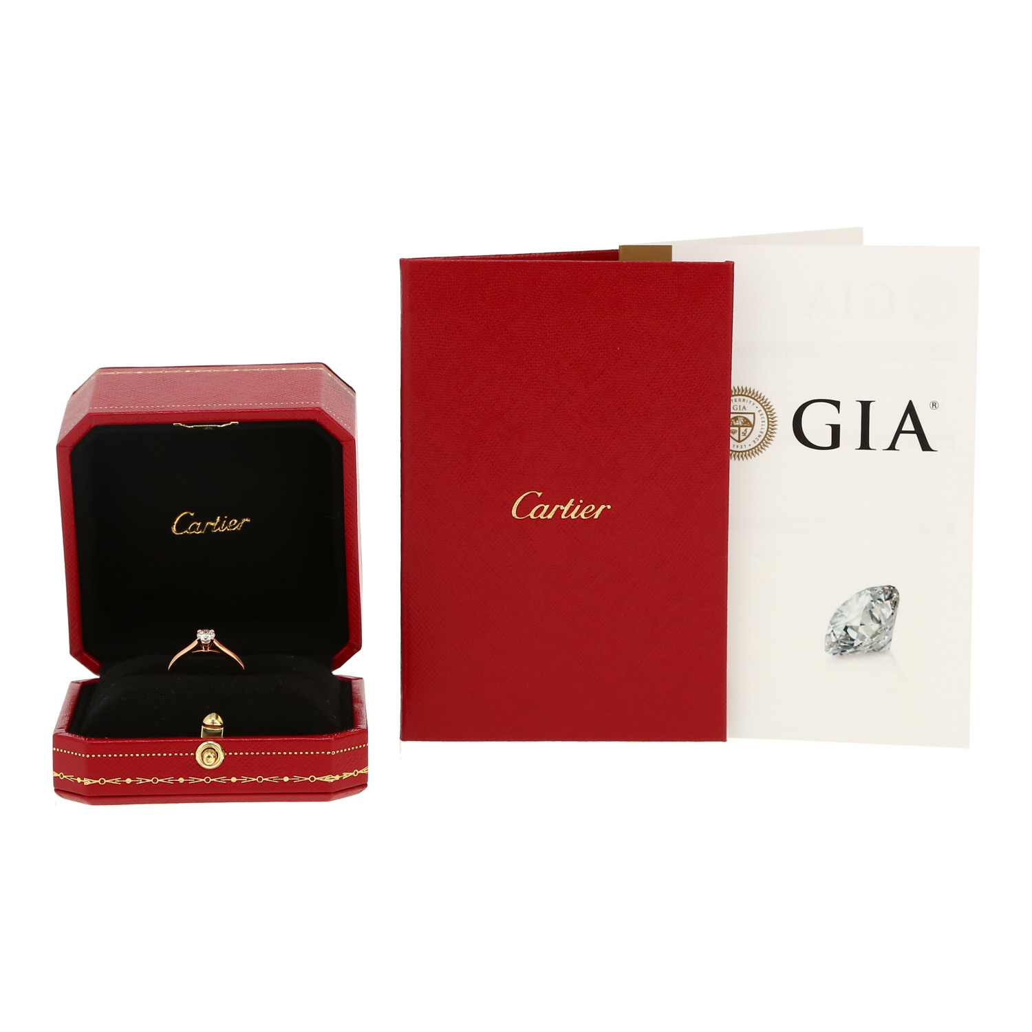 Bague solitaire Cartier 1895 en or rose et diamant - Detail D2