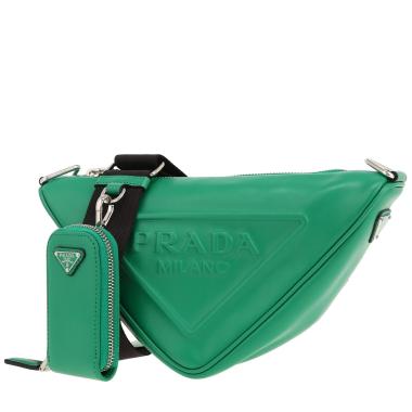 Borsa a tracolla Prada  Triangle in pelle verde