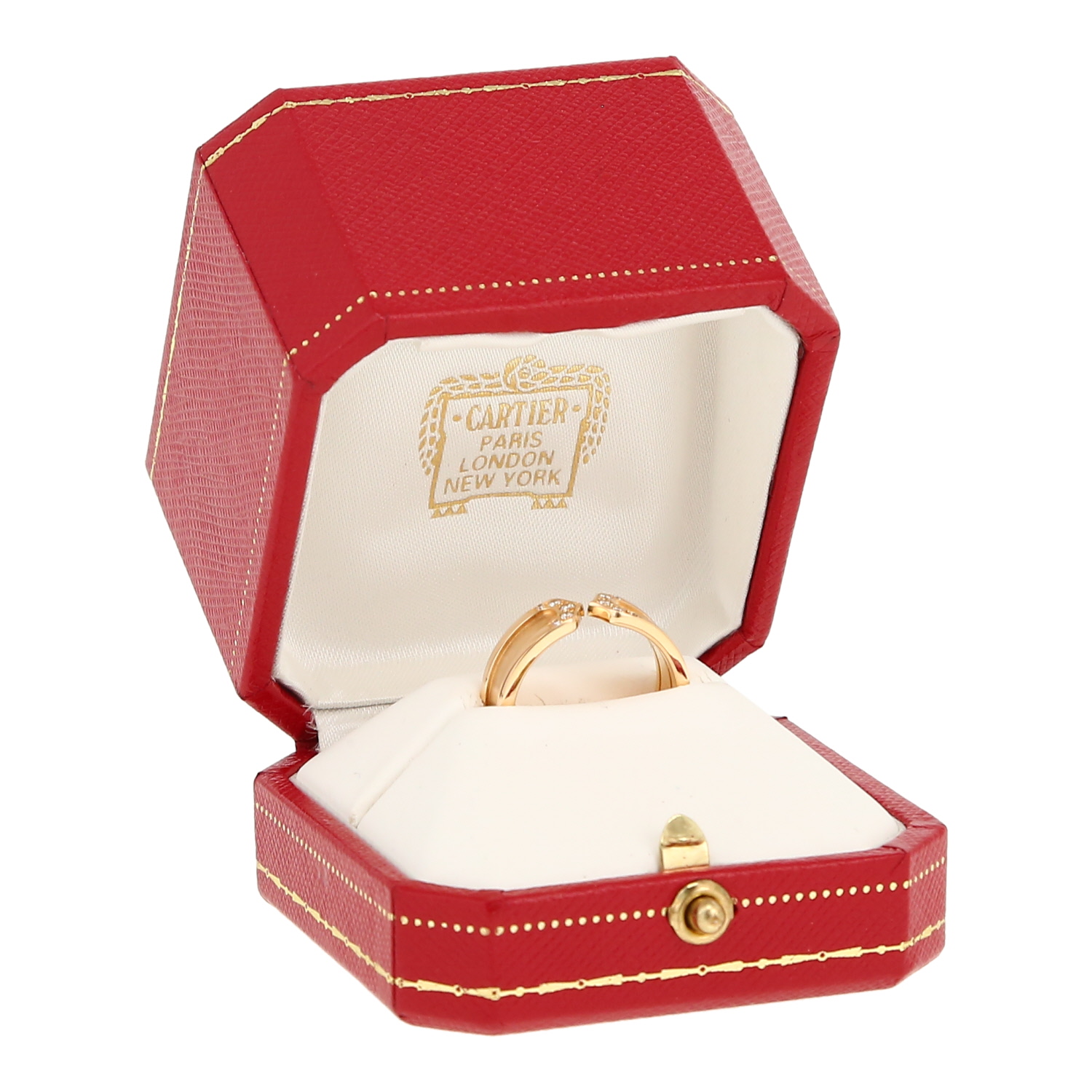 Open Cartier C de Cartier ring in yellow gold and diamonds - Detail D2