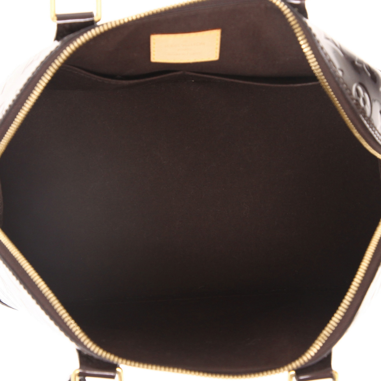 Borsa Louis Vuitton  Alma modello piccolo  in pelle verniciata monogram plum - Detail D3