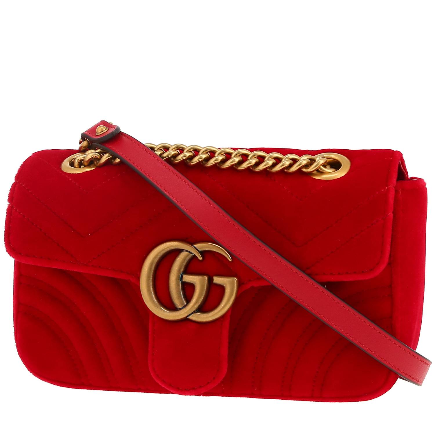Gucci GG Marmont shoulder bag in red velvet