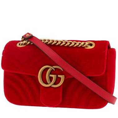 Bolso bandolera Gucci  GG Marmont en terciopelo rojo