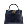 Borsa Hermès  Kelly 25 cm in alligatore blu Zaffiro - 360 thumbnail