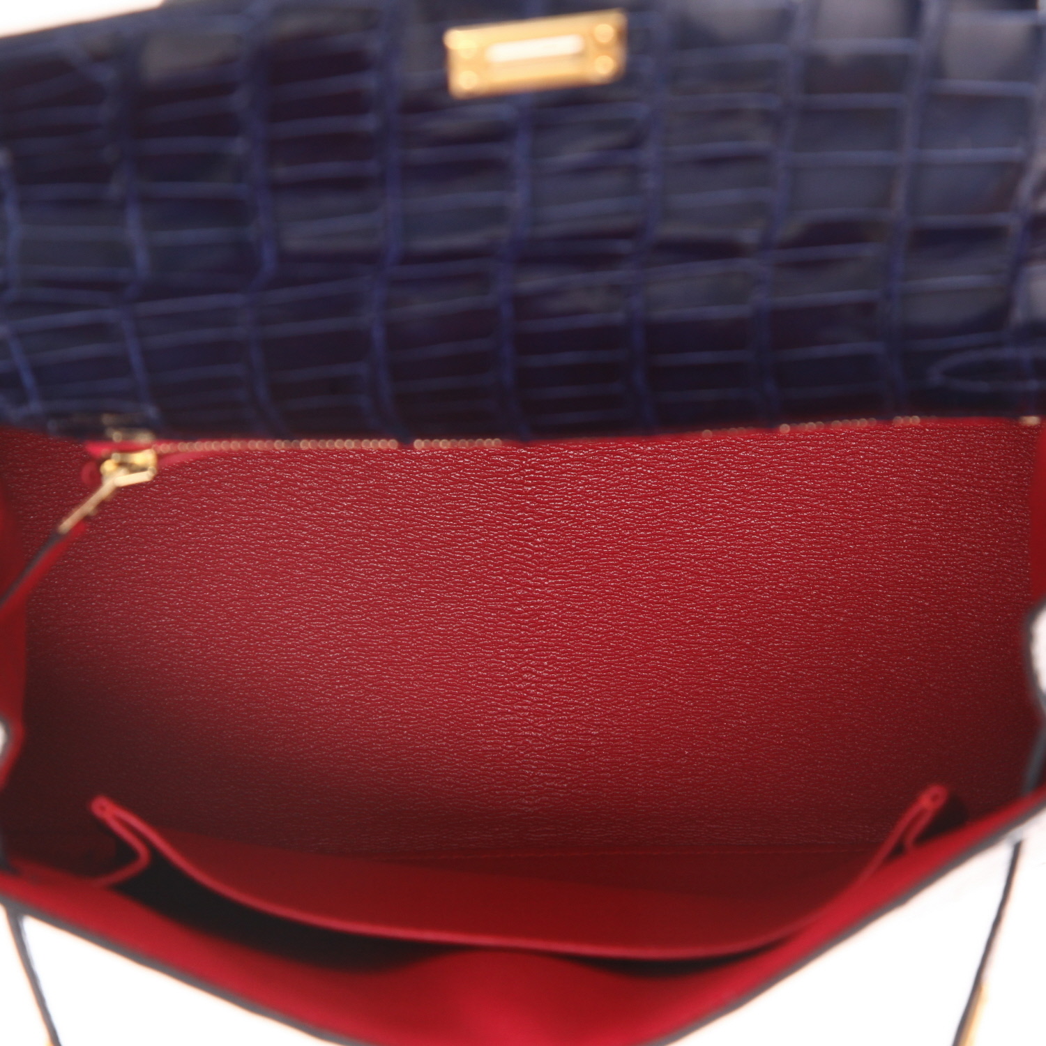 Borsa Hermès  Kelly 25 cm in alligatore blu Zaffiro - Detail D3