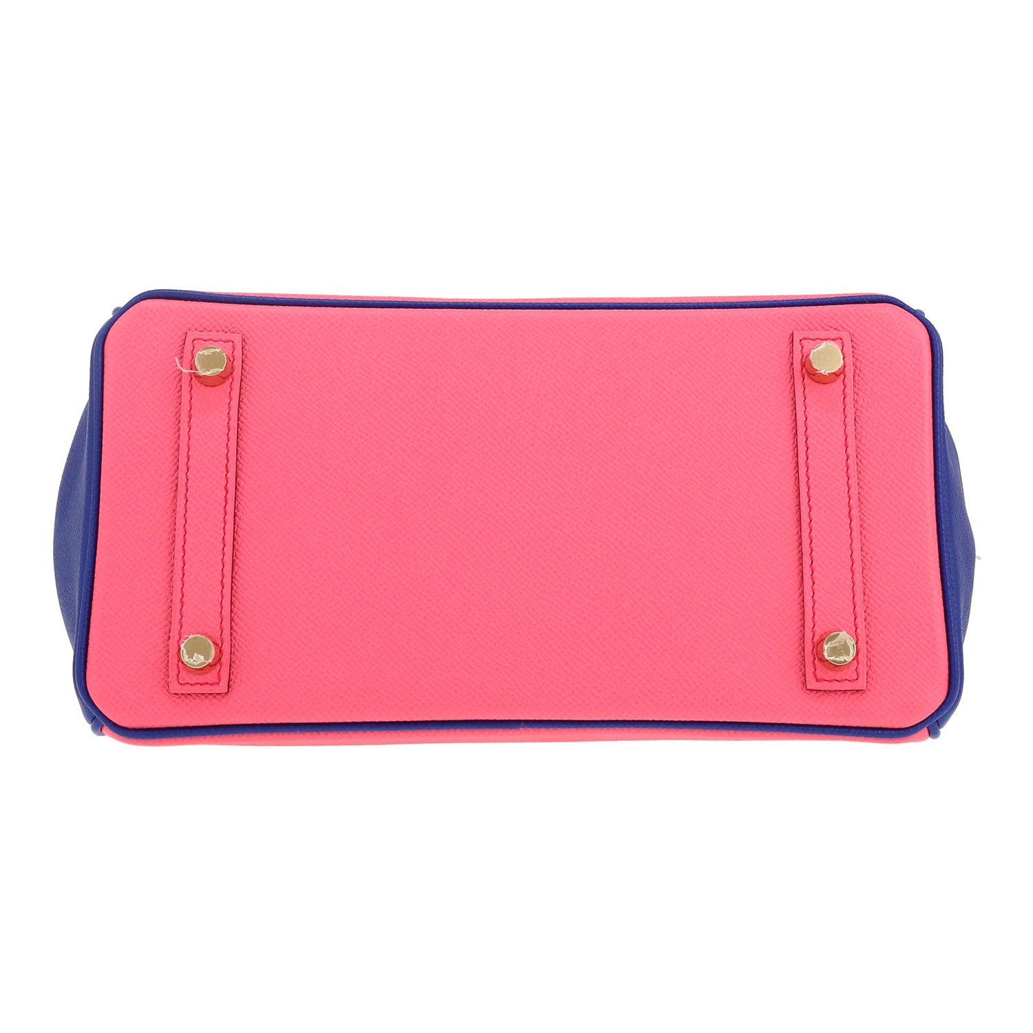 Bolso de mano Hermès  Birkin 25 cm en cuero epsom azalea pink y azul eléctrico - Detail D1