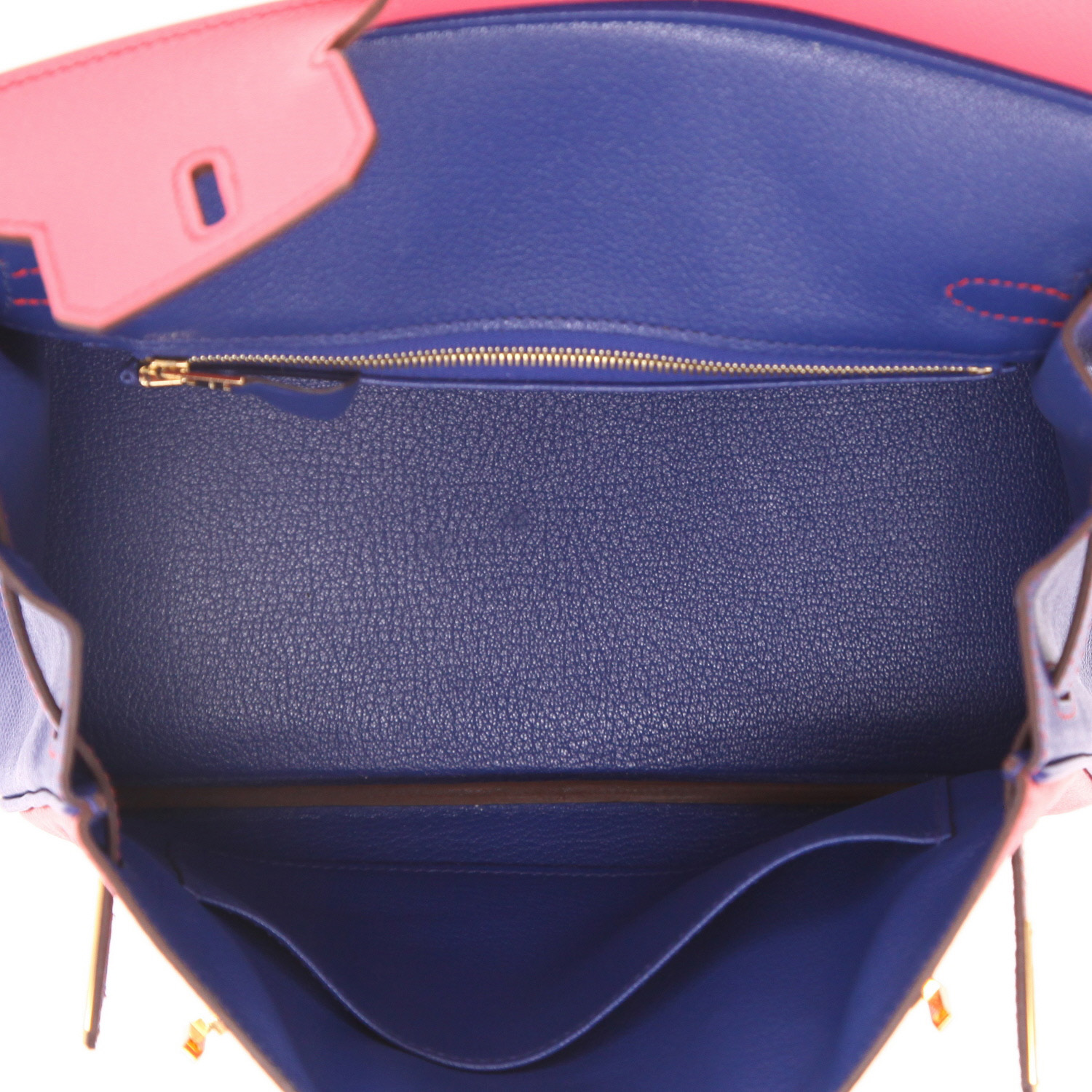 Hermès  Birkin 25 cm handbag  in azalea pink and electric blue epsom leather - Detail D3