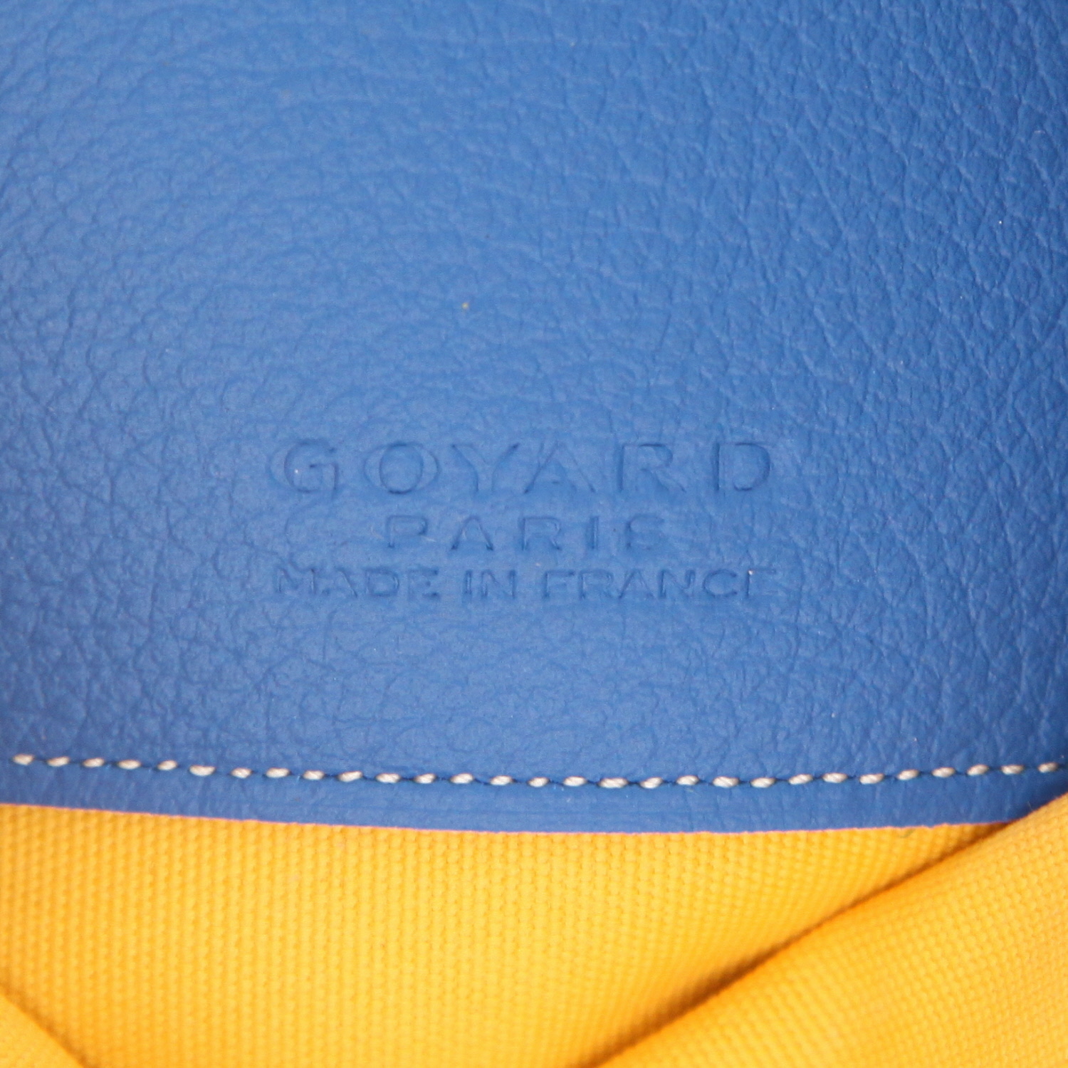 Goyard   pouch  in blue Goyard canvas  and blue leather - Detail D2