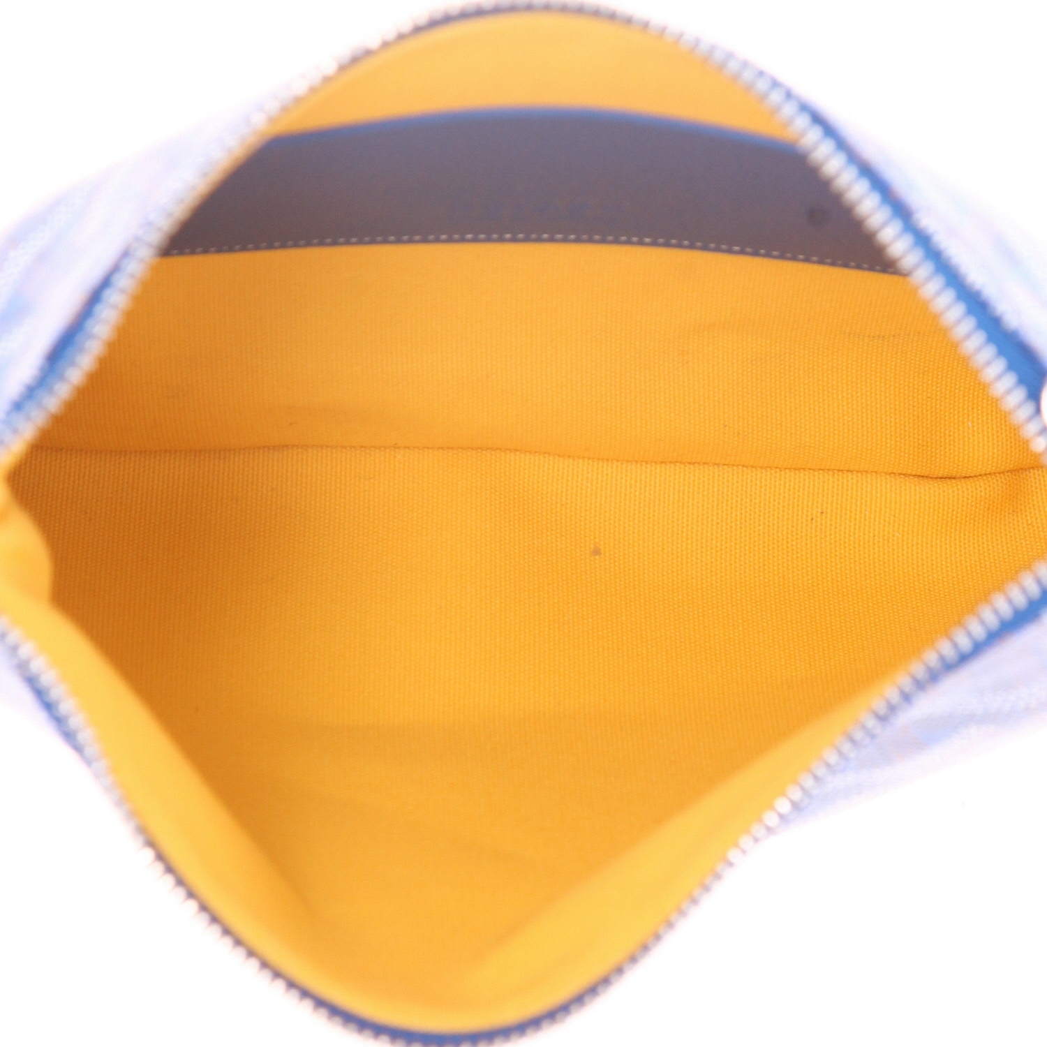 Goyard   pouch  in blue Goyard canvas  and blue leather - Detail D3