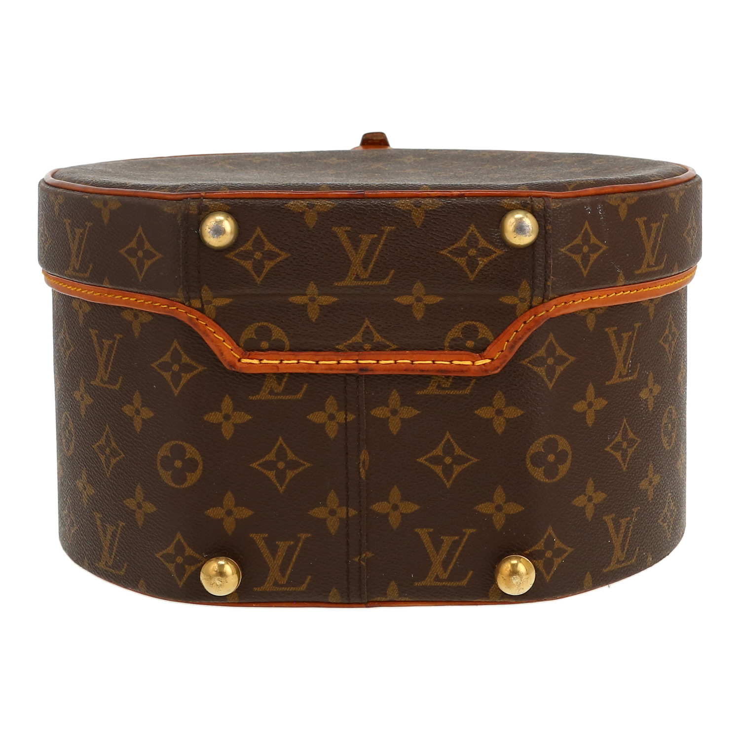 Boite à chapeaux Louis Vuitton  Boîte chapeau 30 en toile monogram marron et cuir naturel - Detail D1