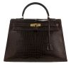 Hermès  Kelly 35 cm handbag  in brown crocodile - 360 thumbnail