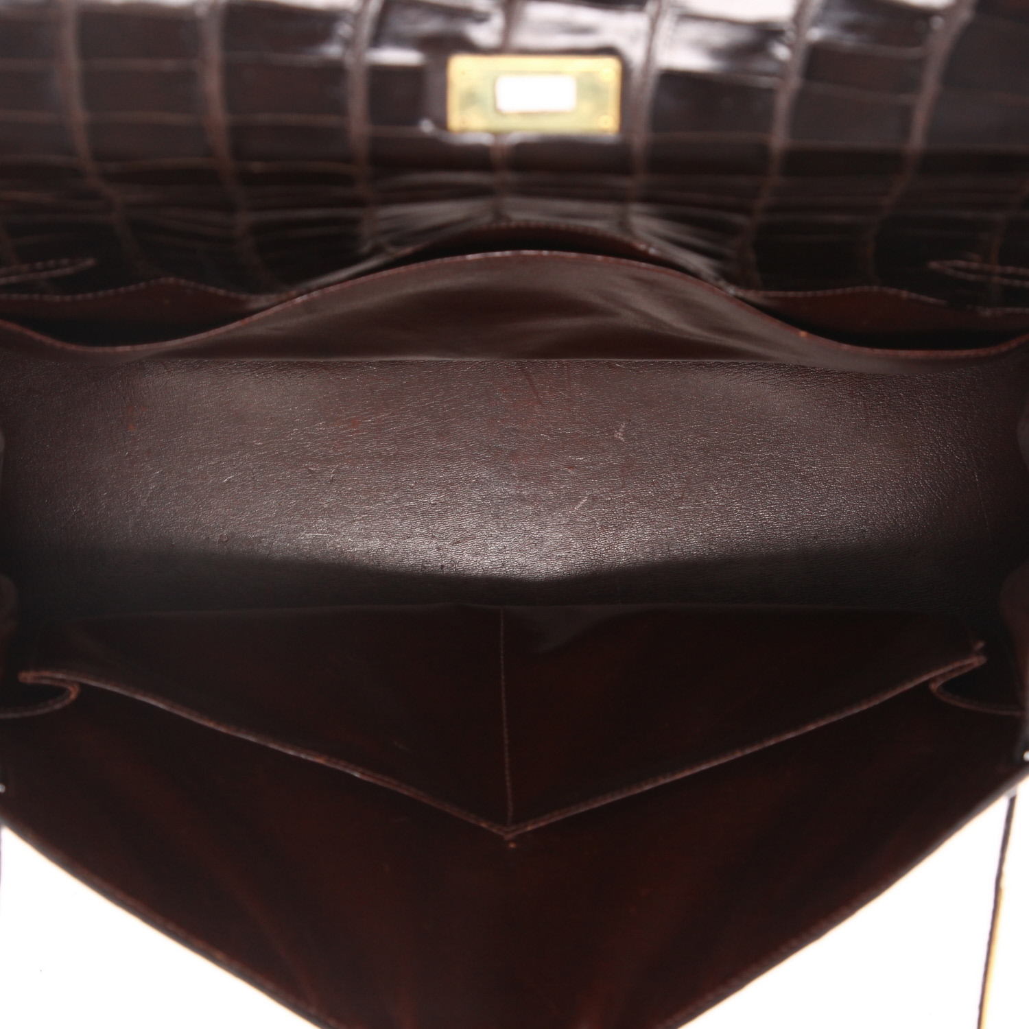 Sac à main Hermès  Kelly 35 cm en crocodile porosus marron - Detail D3