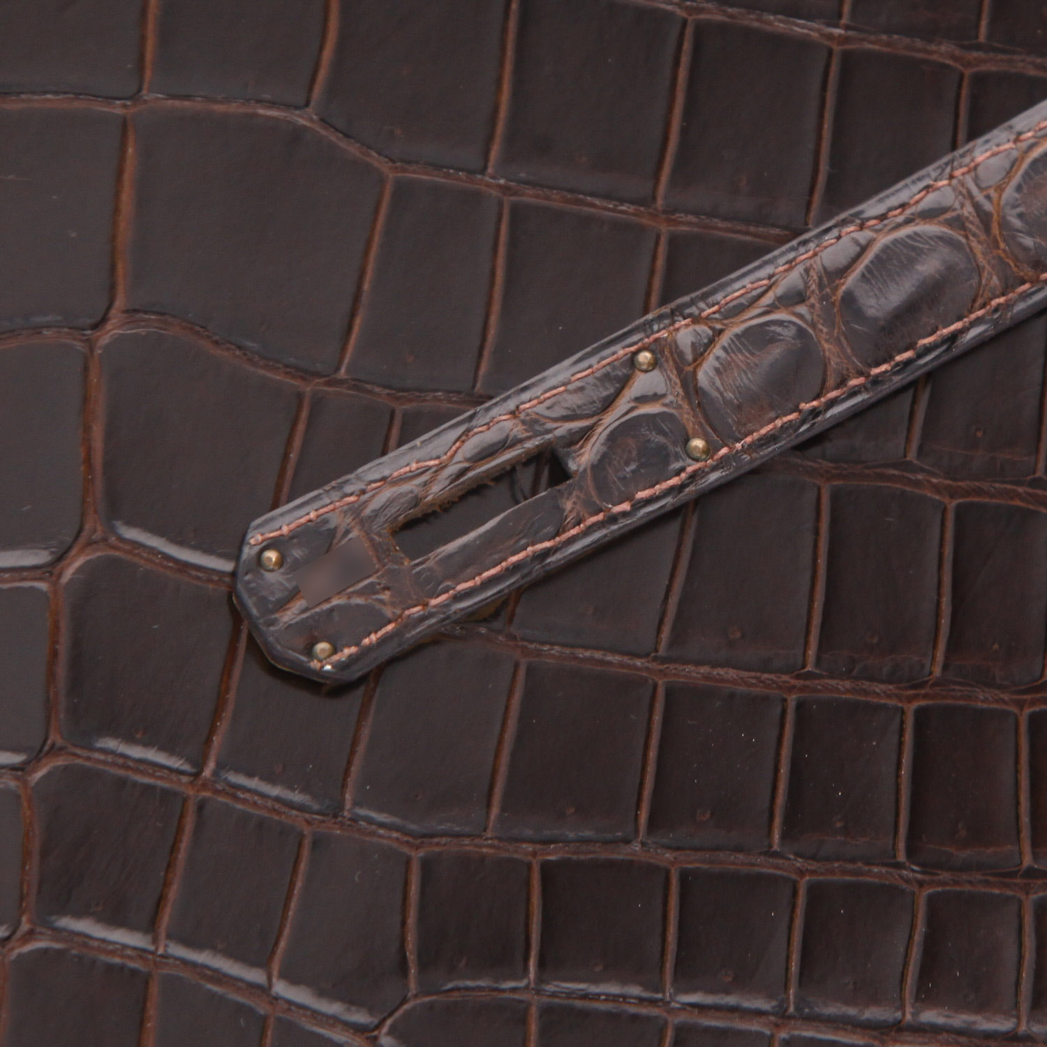 Sac à main Hermès  Kelly 35 cm en crocodile porosus marron - Detail D4