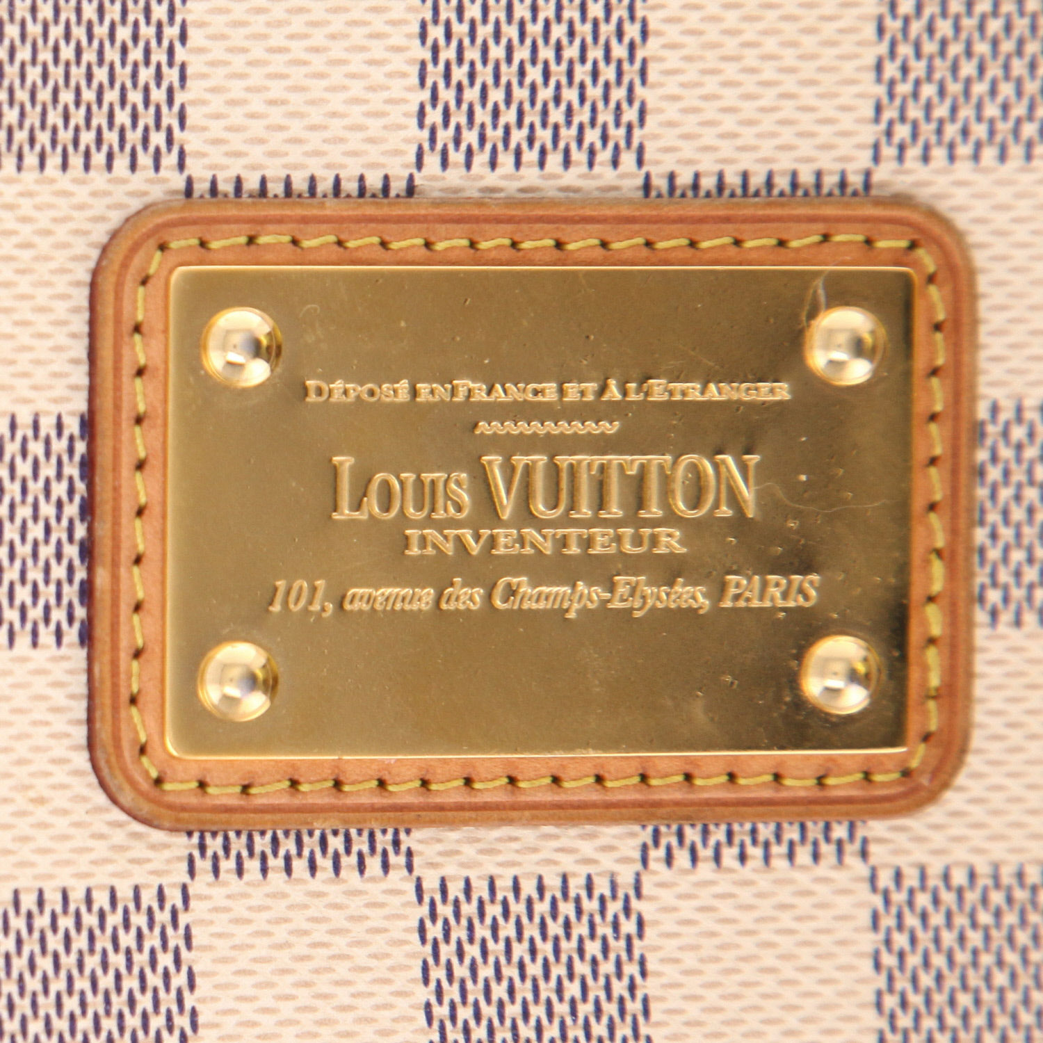 Bolso bandolera Louis Vuitton  Eva en lona a cuadros azul celeste y cuero natural - Detail D2