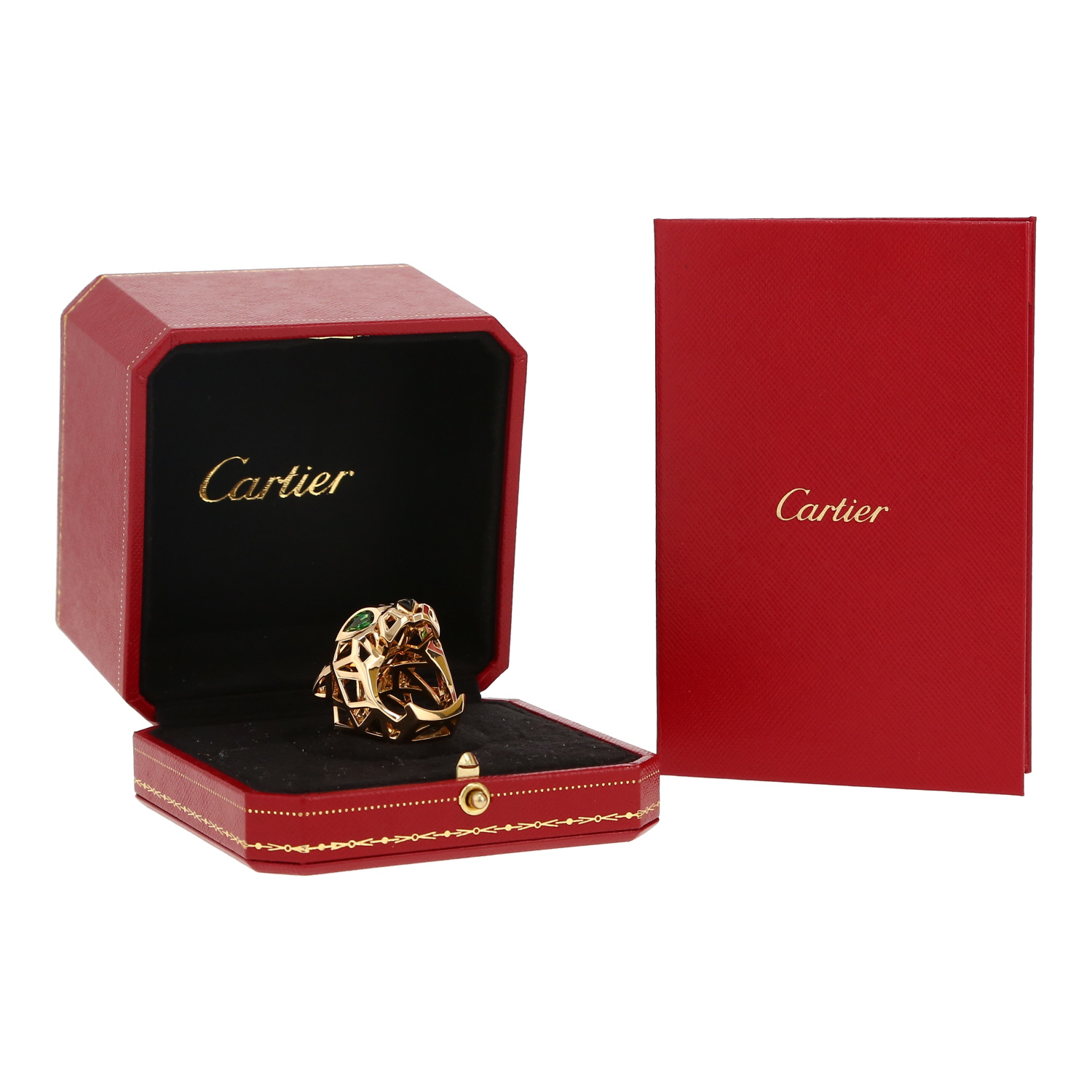 Cartier Panthère ring in yellow gold, tsavorites and onyx - Detail D2