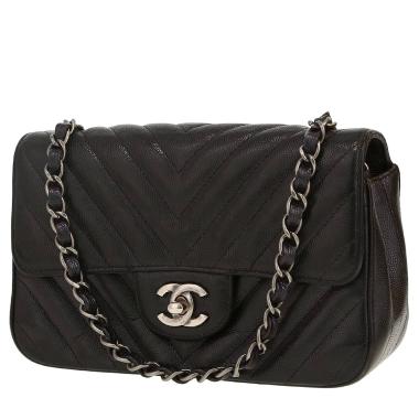 Chanel  Mini Timeless shoulder bag  in black quilted iridescent leather