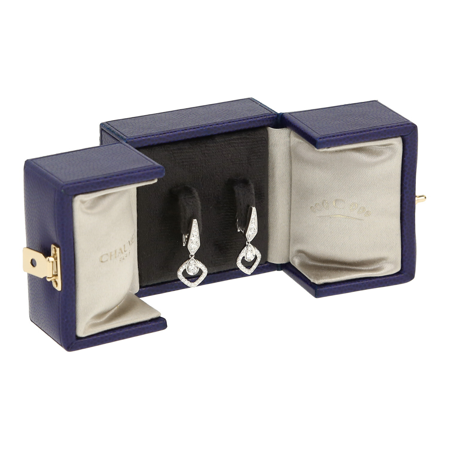 Pendientes Chaumet Joséphine Éclat Floral de oro blanco y diamantes - Detail D2