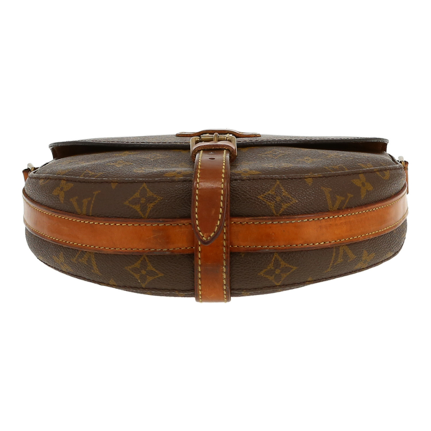 Sac bandoulière Louis Vuitton  Chantilly en toile monogram marron et cuir naturel - Detail D1