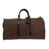 Louis Vuitton  Keepall 50 travel bag  in ebene damier canvas  and brown leather - Detail D1 thumbnail