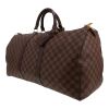 Louis Vuitton  Keepall 50 travel bag  in ebene damier canvas  and brown leather - Detail D2 thumbnail