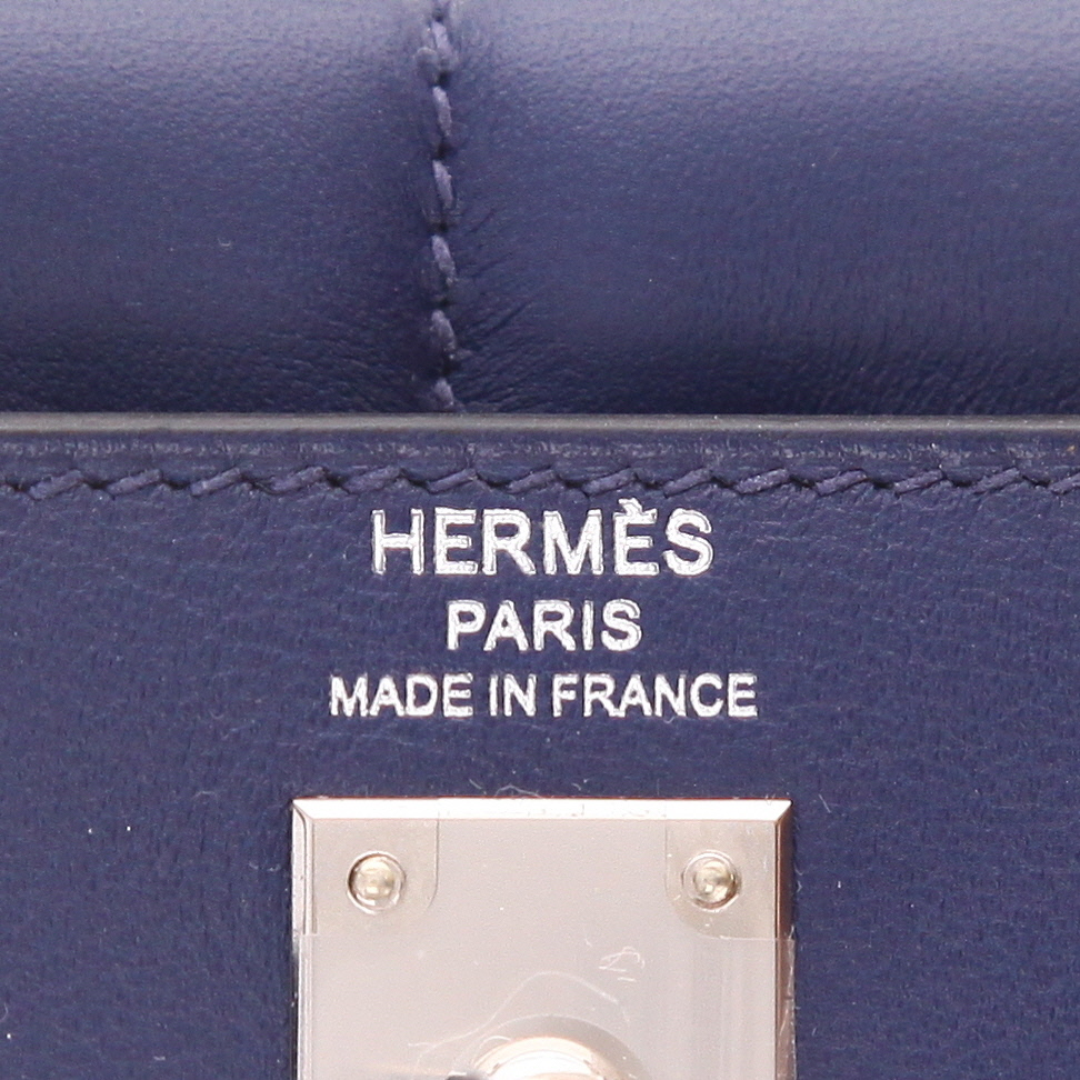 Hermès  Kelly 25 cm Padded handbag  in Sapphire Blue Swift leather - Detail D2
