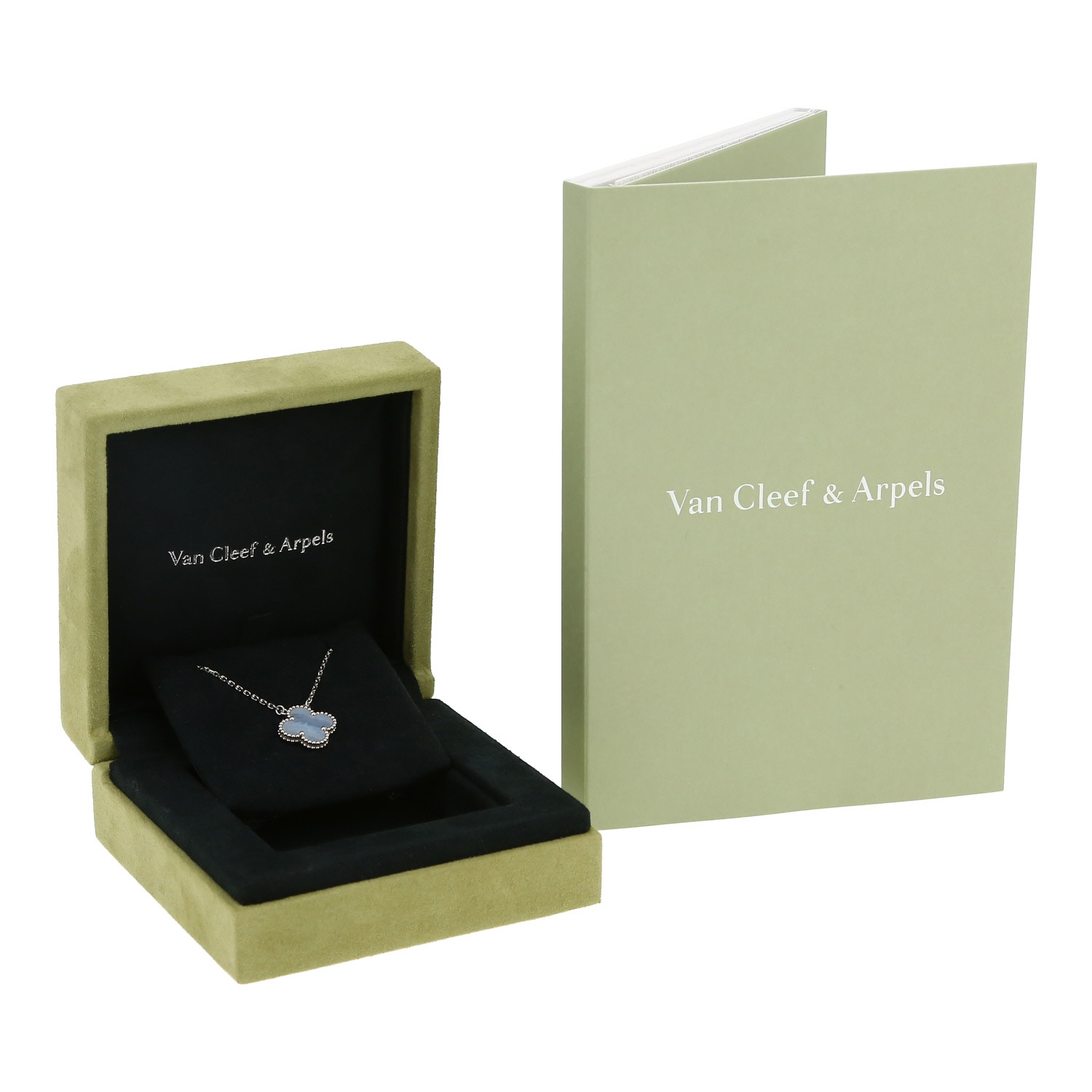 Collier Van Cleef & Arpels Vintage Alhambra en or blanc et calcédoine - Detail D2