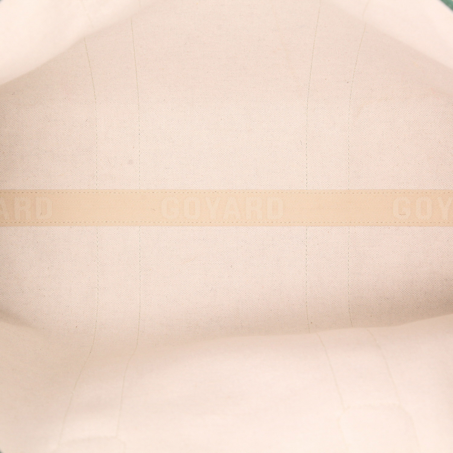 Goyard  Villette shopping bag  in green Goyard canvas  and green leather - Detail D3