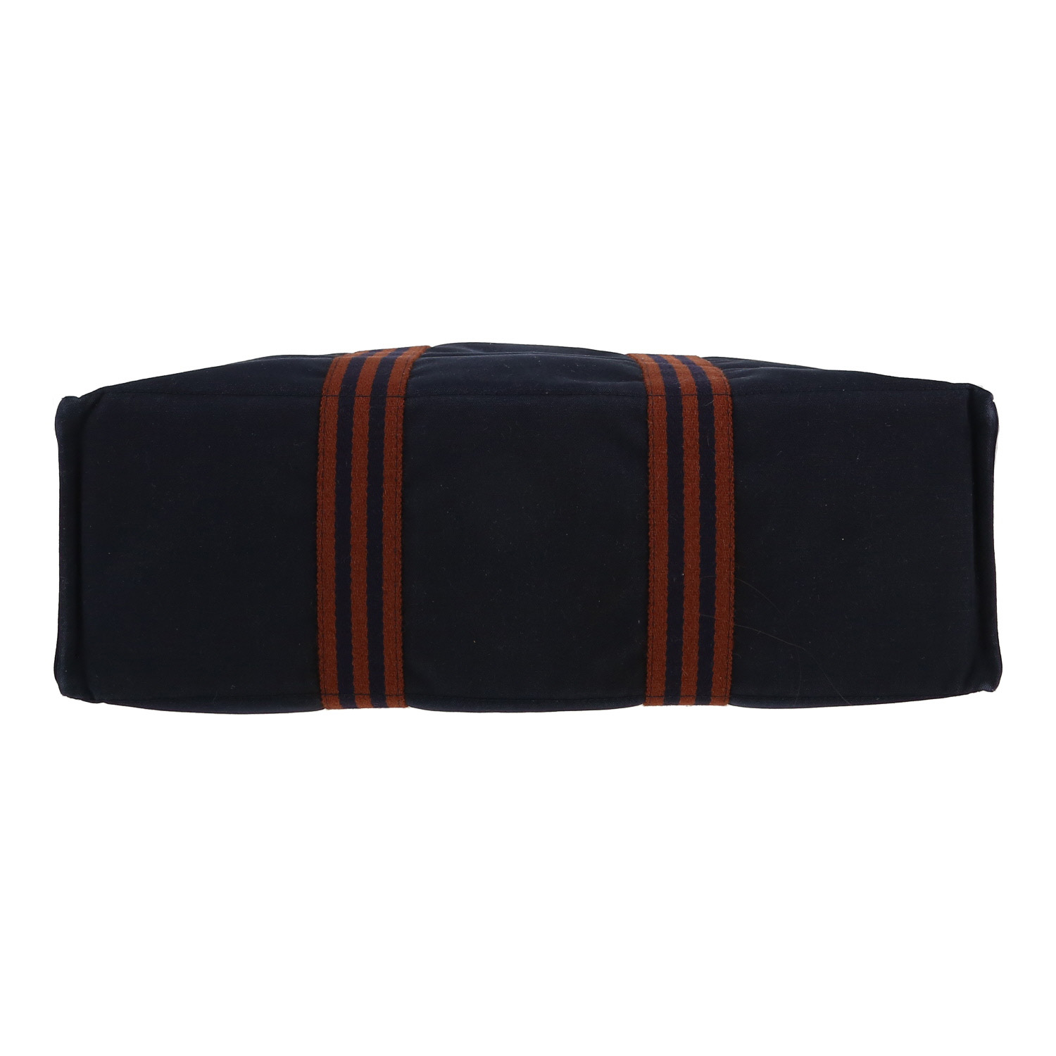 Bolso Cabás Hermès  Toto Bag - Shop Bag en lona azul marino y lona marrón - Detail D1