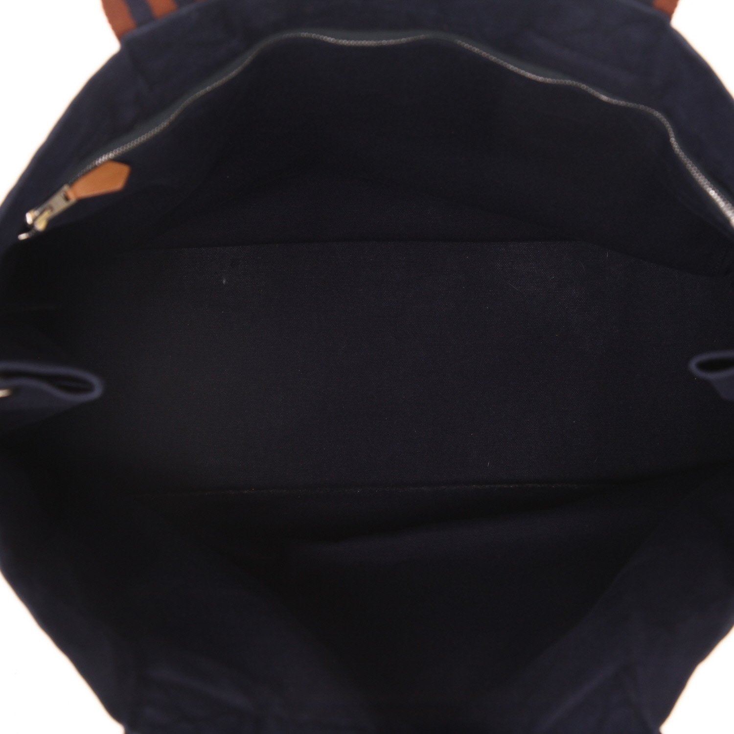 Bolso Cabás Hermès  Toto Bag - Shop Bag en lona azul marino y lona marrón - Detail D3