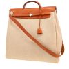 Hermès  Herbag bag worn on the shoulder or carried in the hand  in beige canvas  and natural leather - 00pp thumbnail