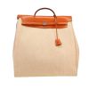 Sac porté épaule ou main Hermès  Herbag en toile beige et cuir naturel - 360 thumbnail