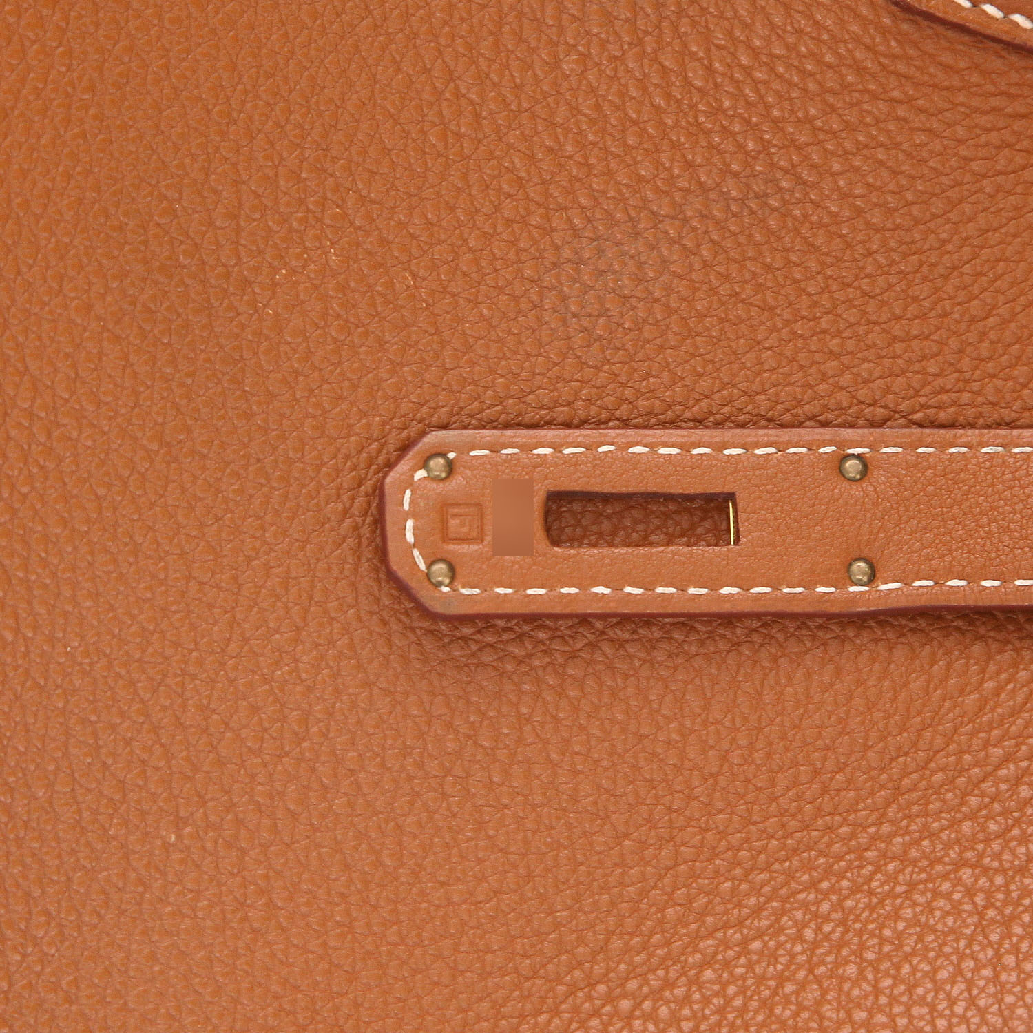 Bolso de mano Hermès  Haut à Courroies en cuero togo color oro - Detail D4