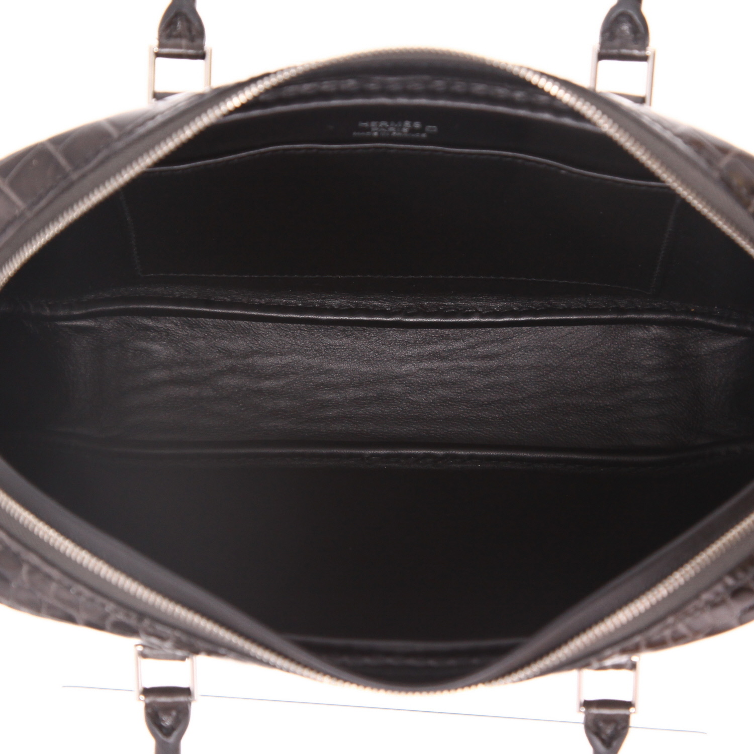 Hermès  Mini Plume handbag  in grey Graphite alligator - Detail D3