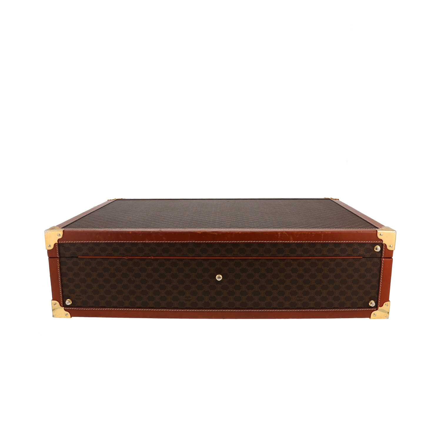 Valigia Celine   in tela "Triomphe" marrone e pelle marrone - Detail D4