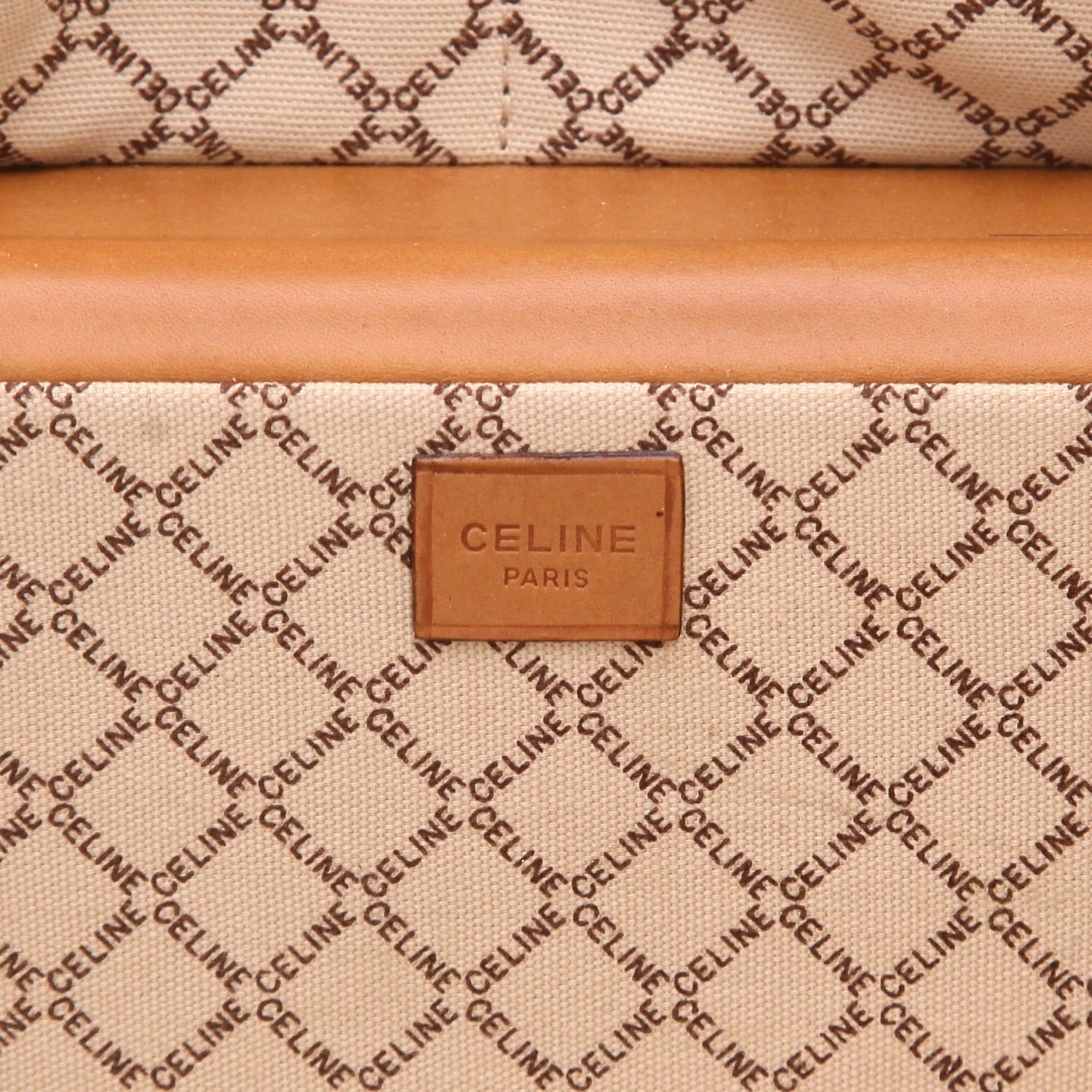 Valigia Celine   in tela "Triomphe" marrone e pelle marrone - Detail D6