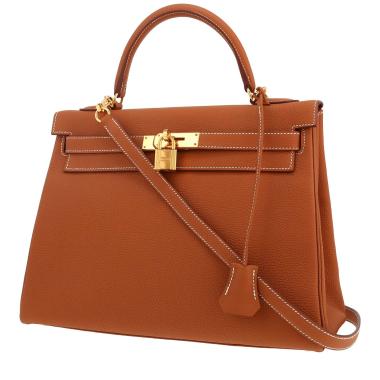 Bolso de mano Hermès  Kelly 32 cm en cuero togo color oro