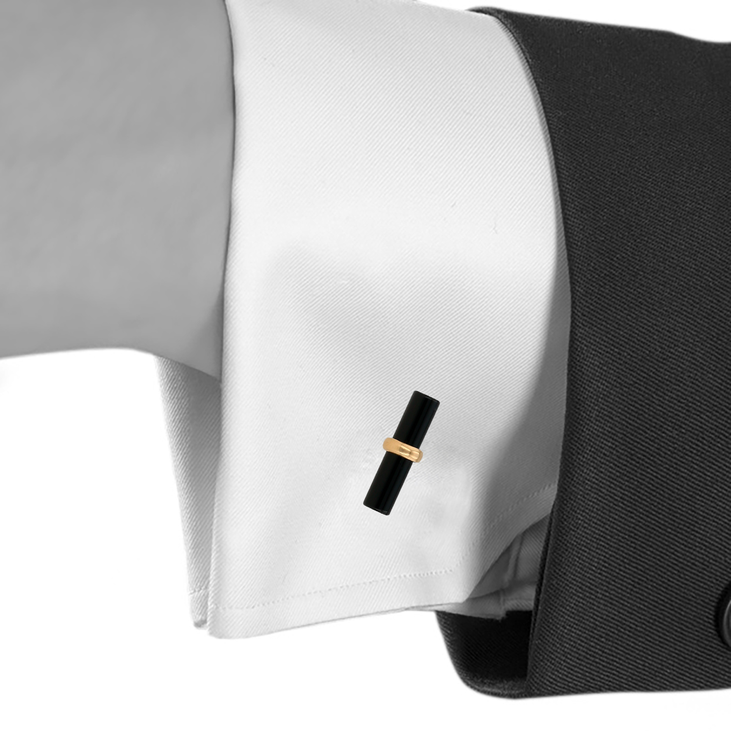 Paire de boutons de manchette années 90 Van Cleef & Arpels  en or jaune, onyx et hématite - Detail D1