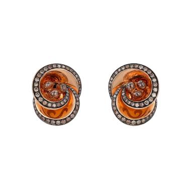Paire de boucles d'oreilles De Grisogono Chicciolina en or rose et diamants bruns