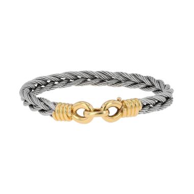 Brazalete Fred Force 10 de oro amarillo y acero