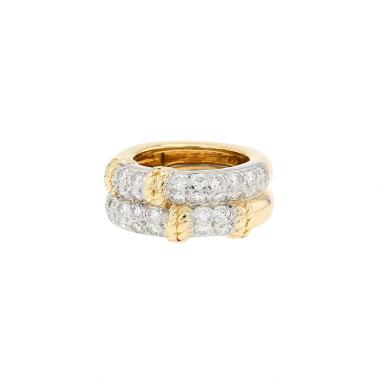 Anello Fred Isaure in oro giallo, oro bianco e diamanti