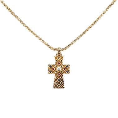 Pendentif Chopard  en or jaune, diamant et saphirs