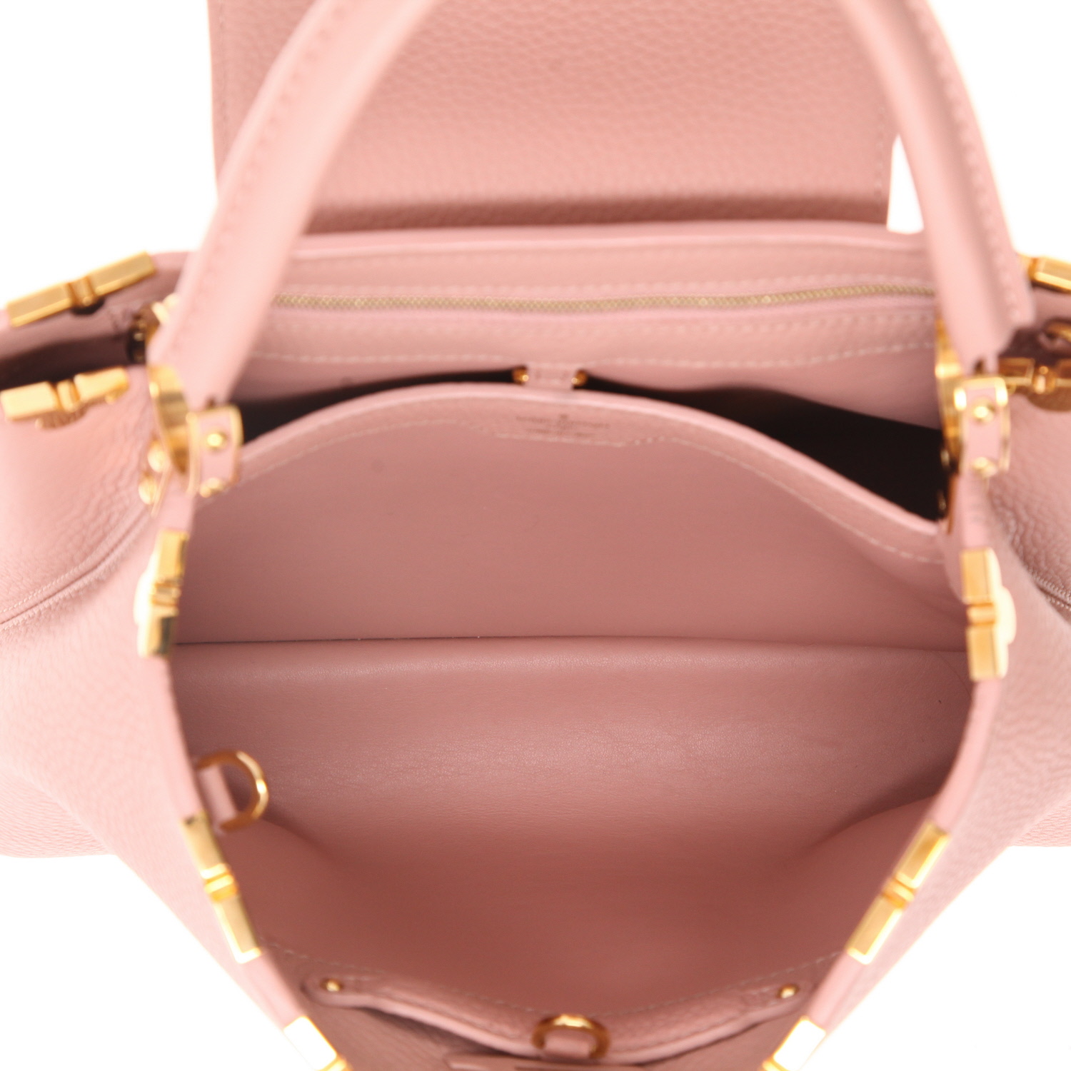 Sac à main Louis Vuitton  Capucines moyen modèle  en cuir taurillon clémence rose - Detail D3