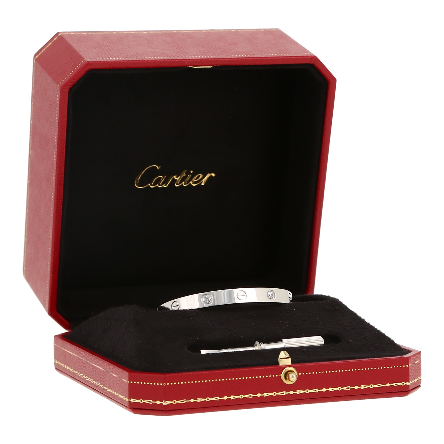 Bracelet Cartier Love 4 diamants en or blanc et diamants - Detail D2