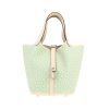 Bolso de mano Hermès  Picotin Lock mini  en cuero swift Nata y verde - 360 thumbnail