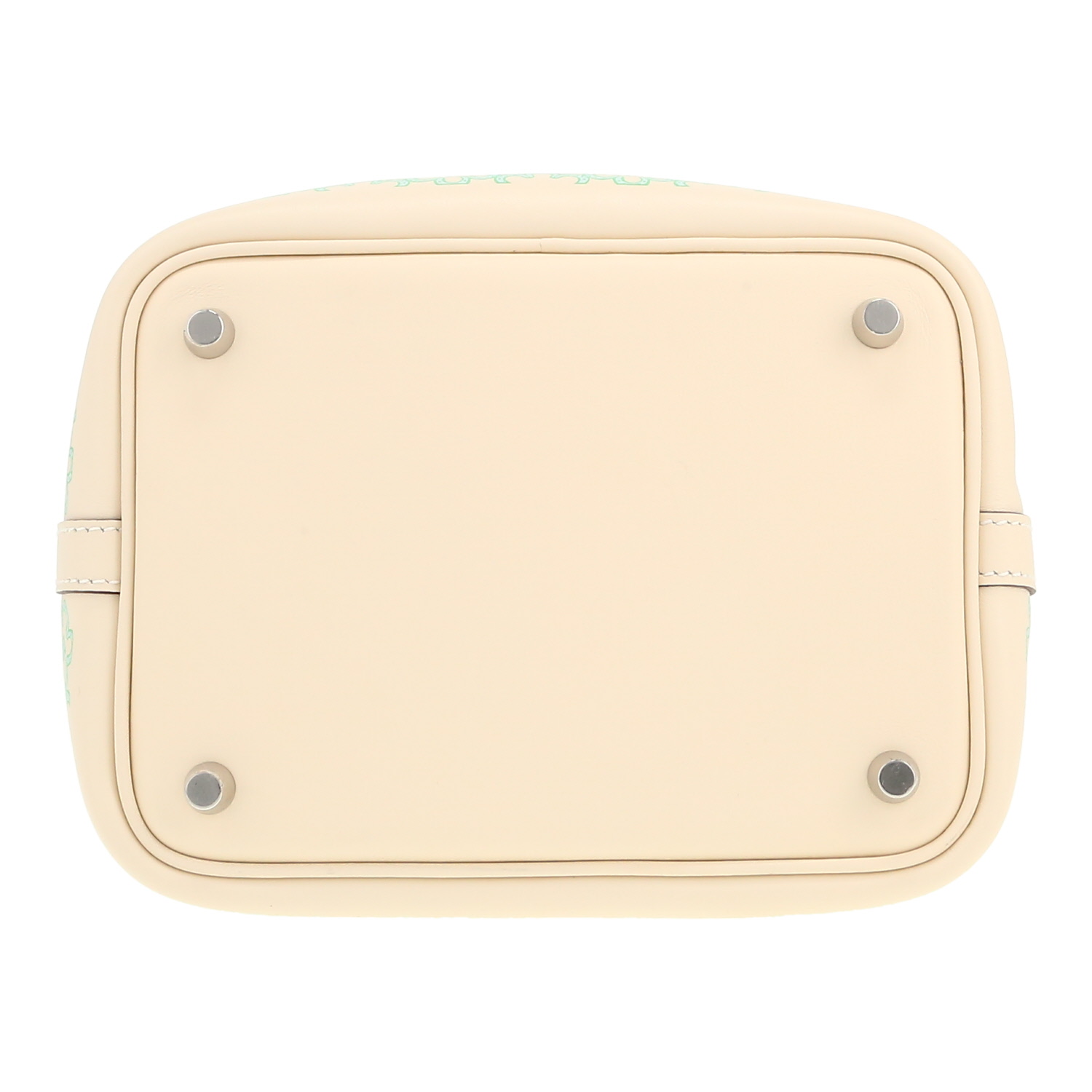 Hermès  Picotin Lock mini  handbag  in Nata and green Swift leather - Detail D1