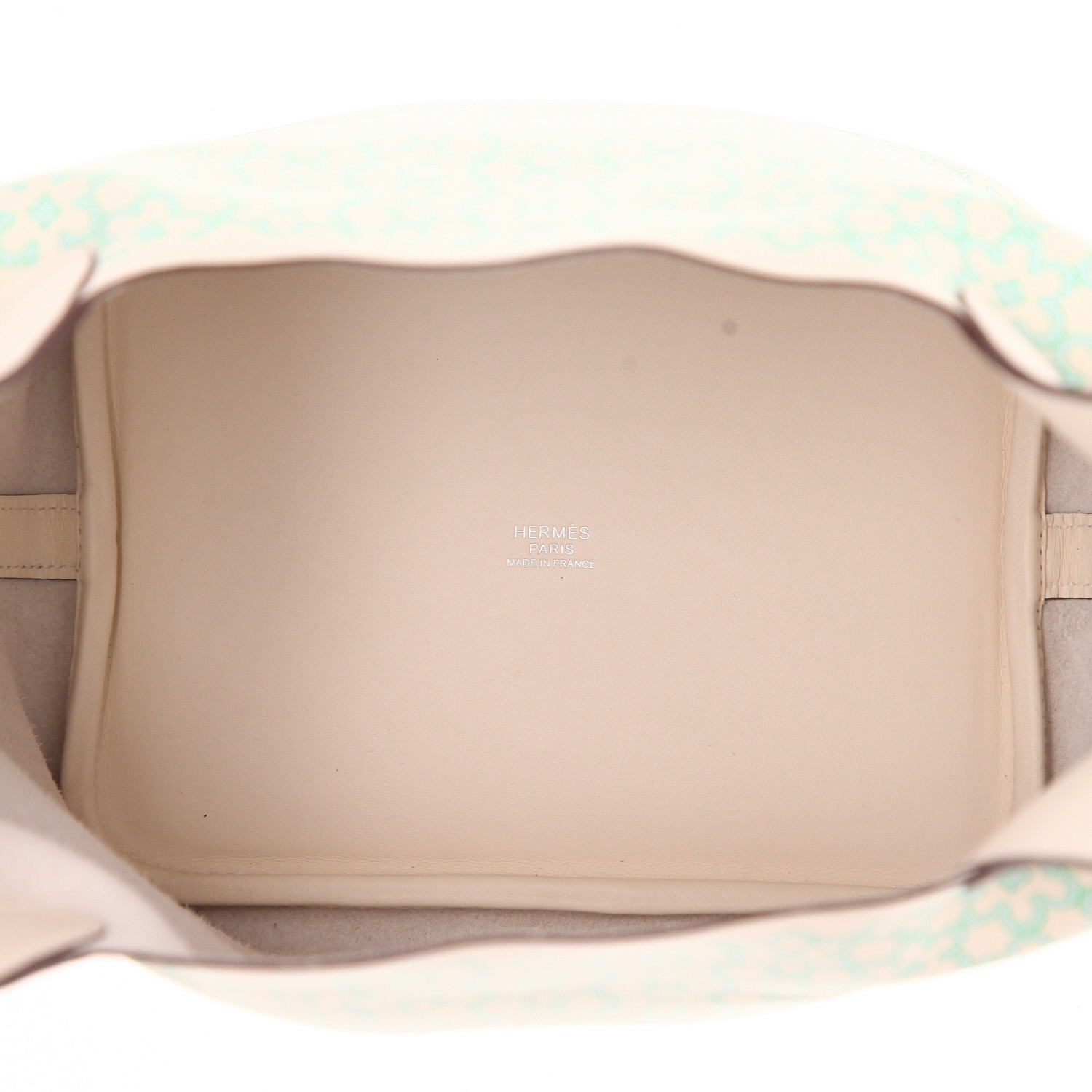 Hermès  Picotin Lock mini  handbag  in Nata and green Swift leather - Detail D3