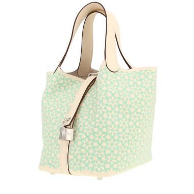 Borsa Hermès  Picotin Lock mini  in pelle Swift Nata e verde