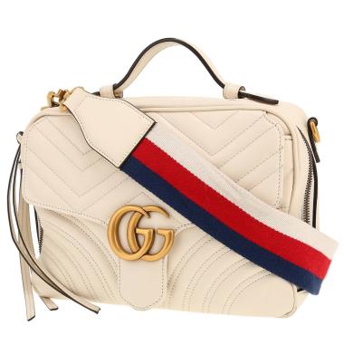 Borsa a tracolla Gucci  GG Marmont in pelle trapuntata bianca