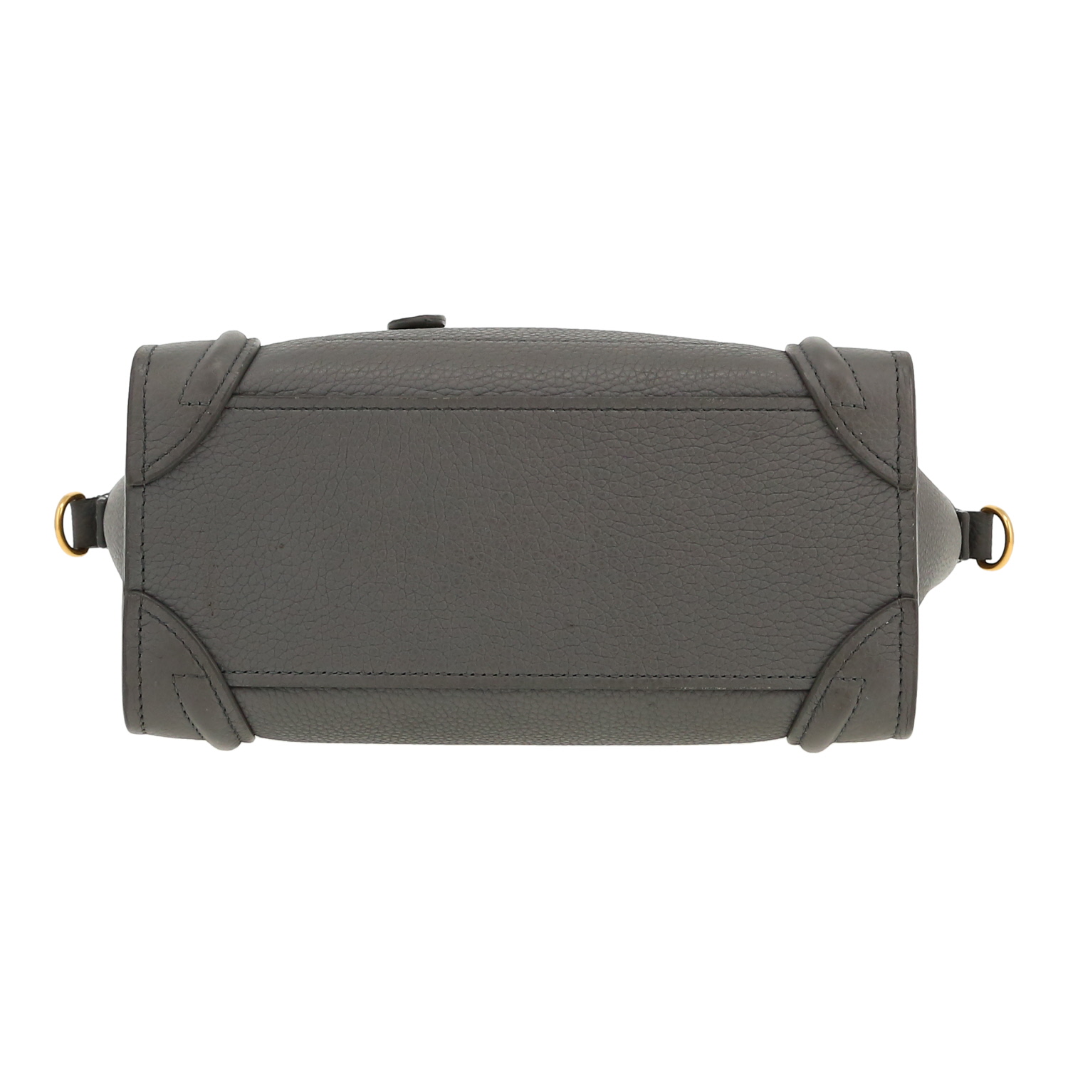 Borsa a tracolla Celine  Luggage Nano in pelle martellata grigia - Detail D1