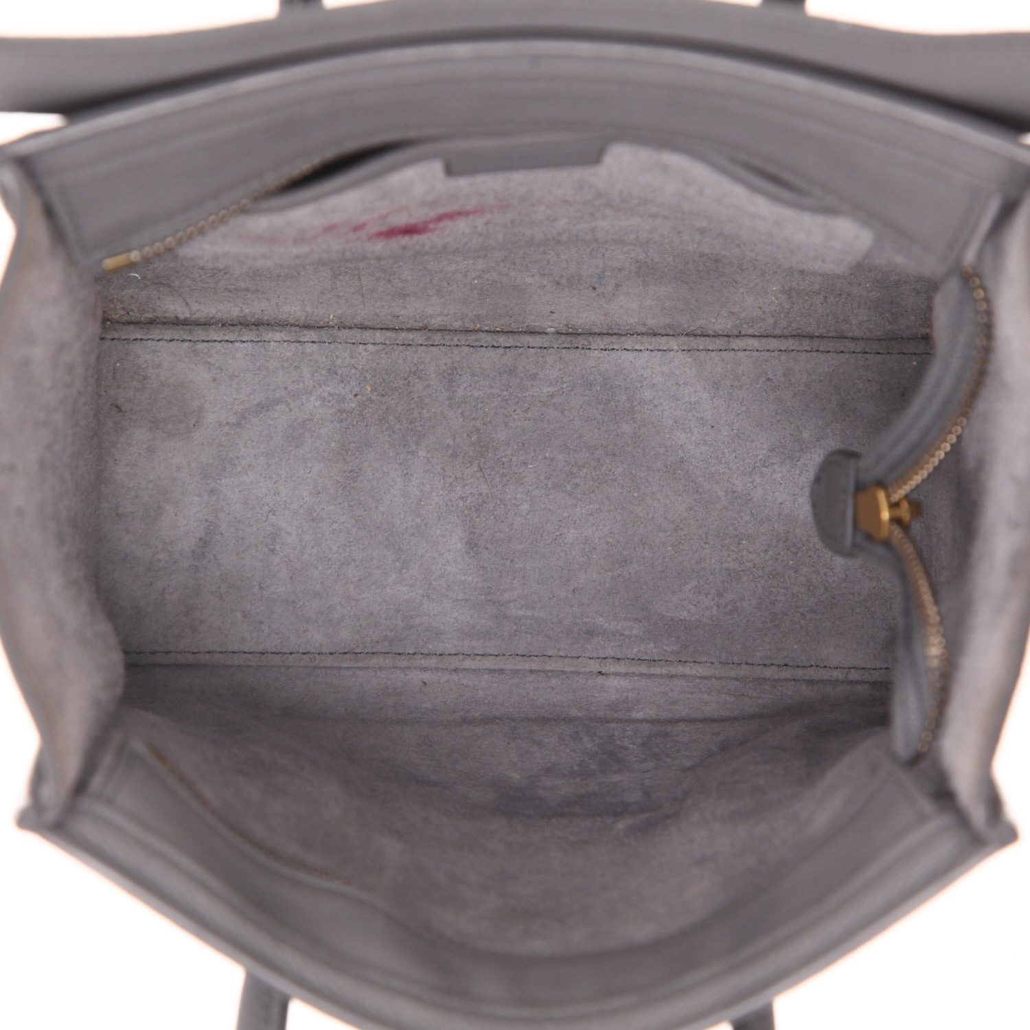 Bolso bandolera Celine  Luggage Nano en cuero granulado gris - Detail D3