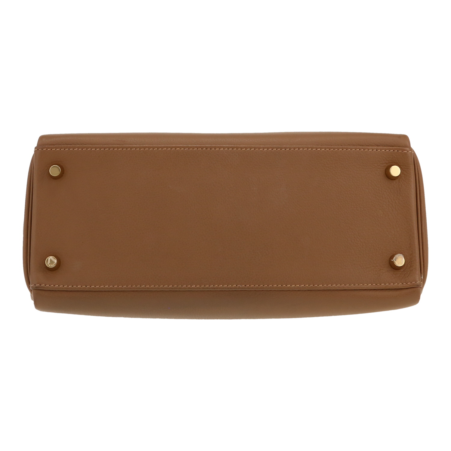 Bolso de mano Hermès  Kelly 28 cm en cuero Evergrain marrón etoupe - Detail D1